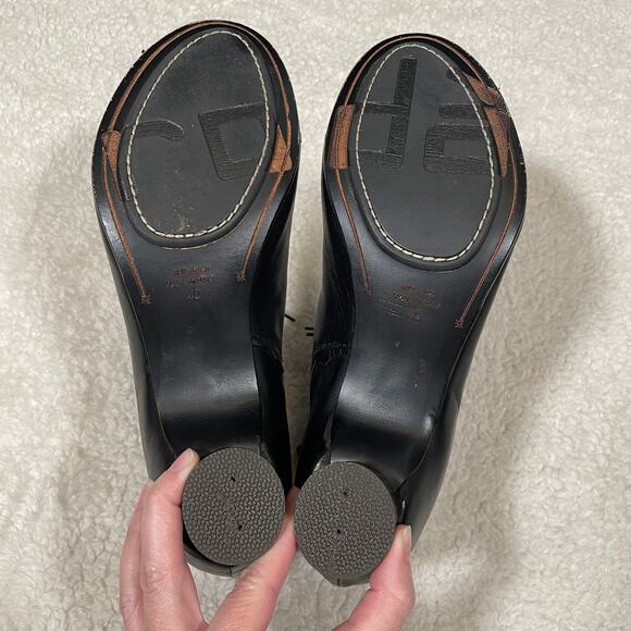 Roda Booties Witchy Whimsygoth Made in Italy Black Leather Fringe Heeled 40 9 - Picture 9 of 10